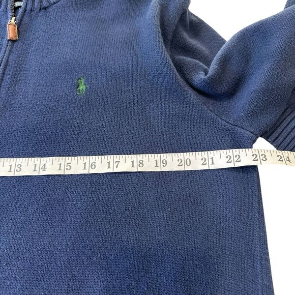 Polo Ralph Lauren 100% Cotton Navy Blue Knit Zip Preppy Sweater Mens Large - Picture 4 of 7